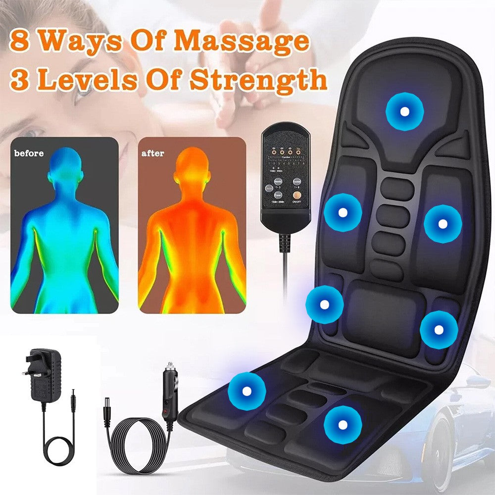 Full Back Massage Cushion with Heat – Car & Home Seat Massager Pad