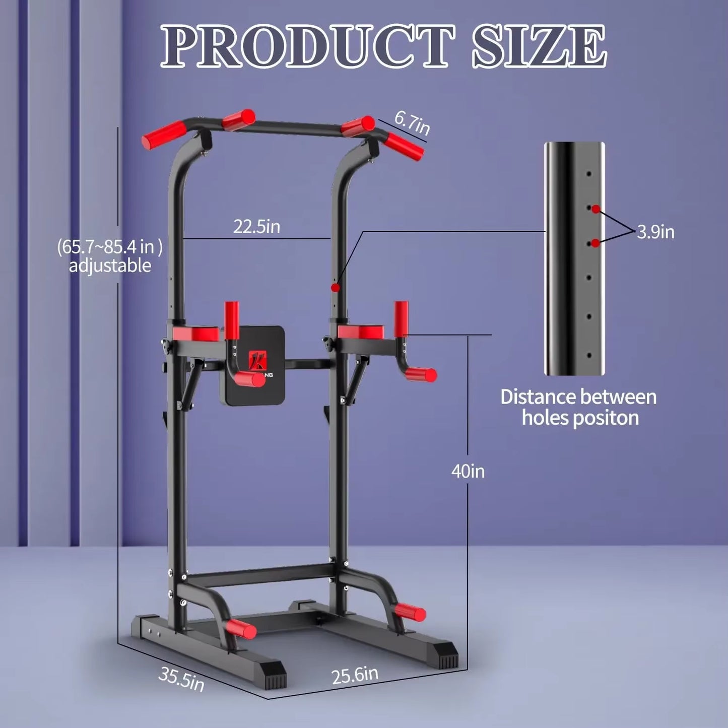 Power Tower Dip Station,Multi-Function Pull up Adujustable Height up 85.5" for Home Gym Strength Training Fitness Equipment,400L