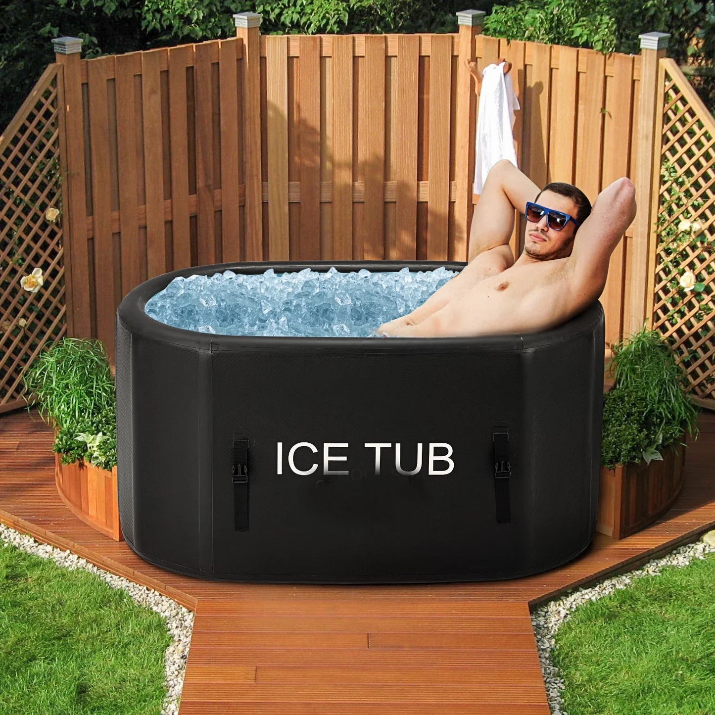 New Version 8Cm Thick Sport Recovery Inflatable Cold Ice Bath Tub Insulated Plunge Bath Barrel with Hand Pump for Home,Gyms Use