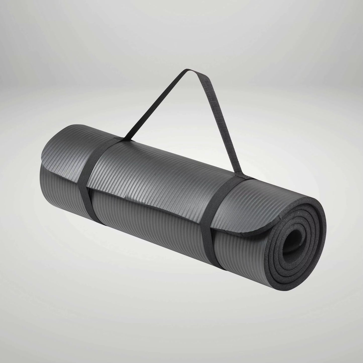 All-Purpose Workout Foam Exercise Yoga Mat, 12Mm Thickness, 72 in X 24 In, NBR Foam, Non-Slip, Carry Strap, Black