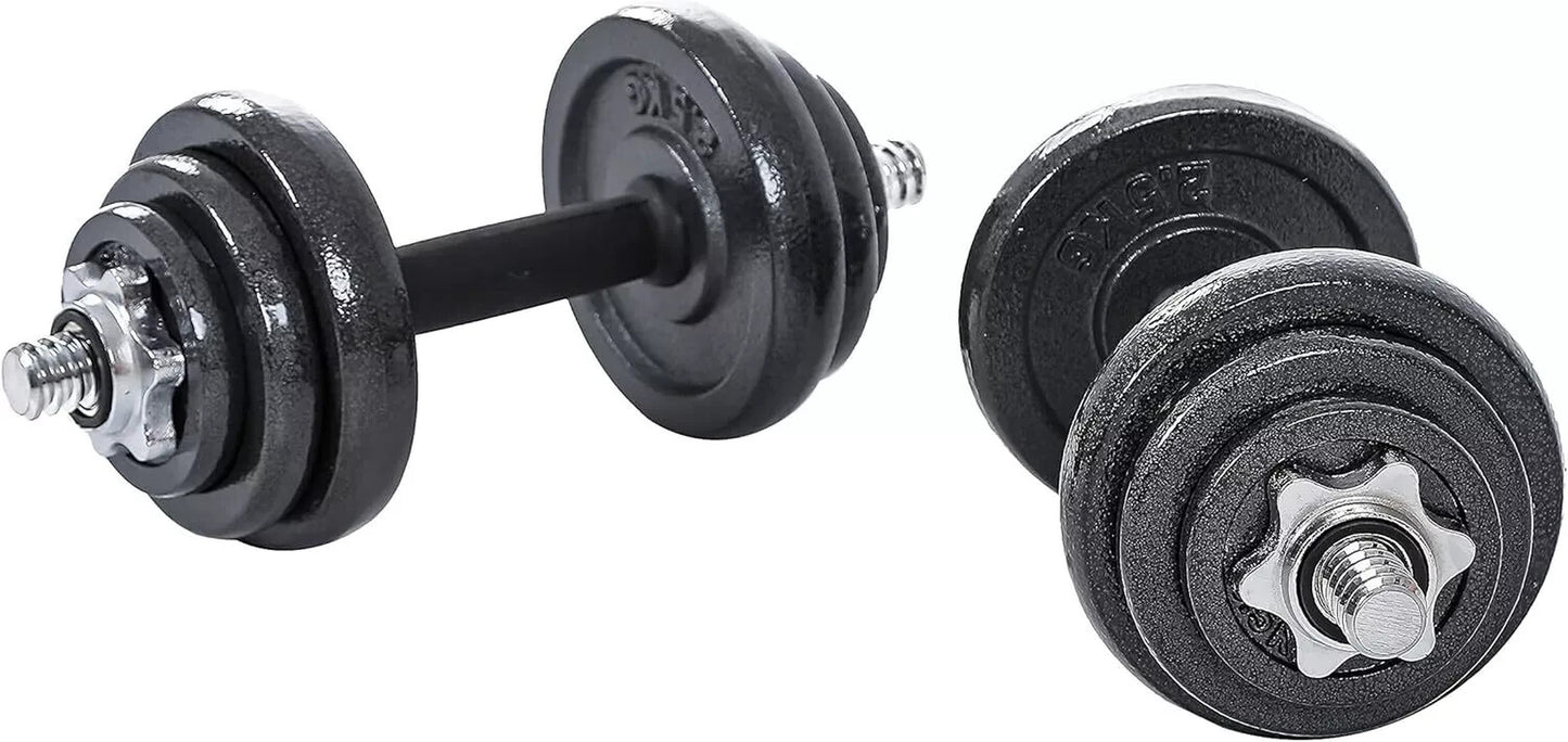 20KG Adjustable Dumbbells Pair Cast Iron Weights Set Gym Fitness Barbell