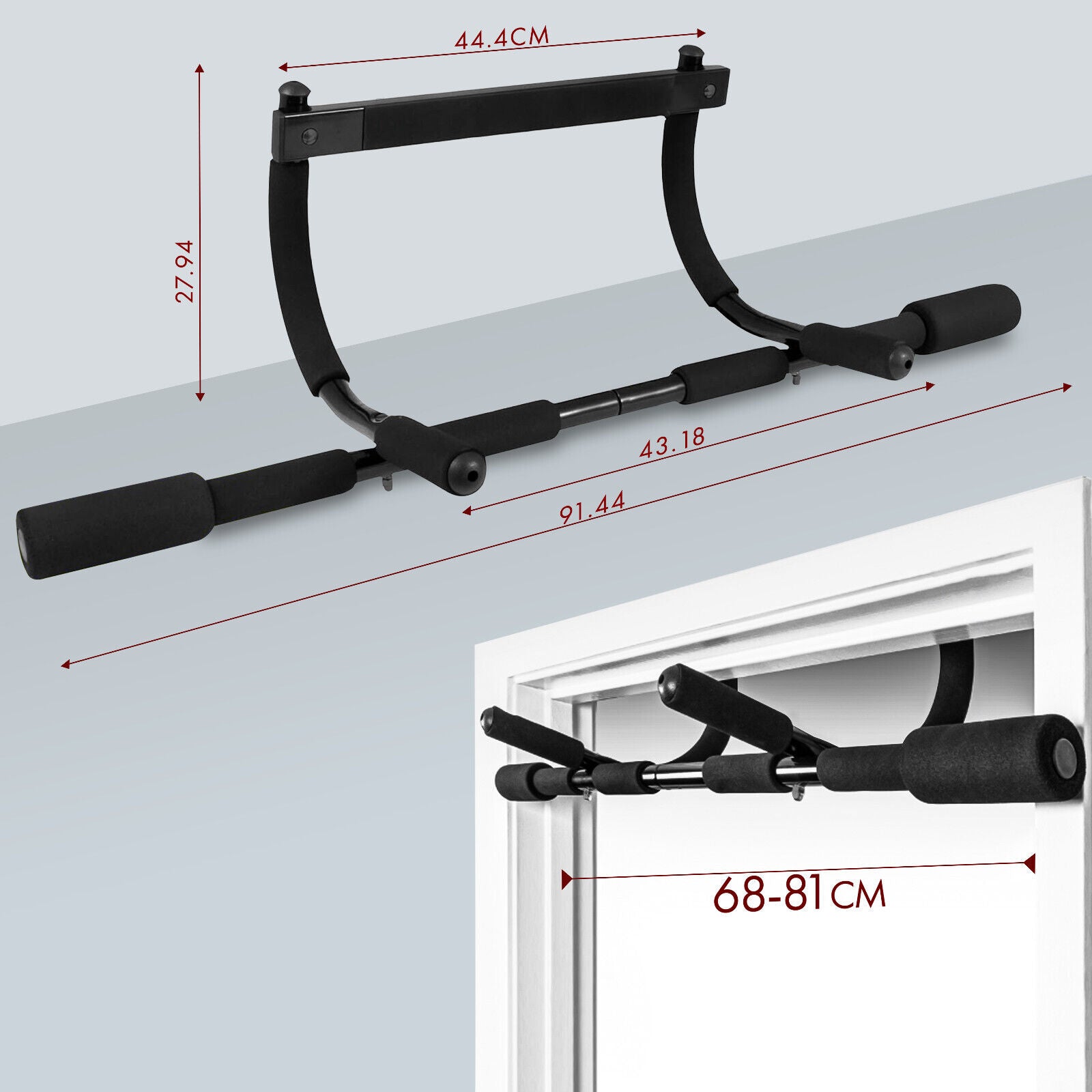 Pull up Bar Doorway Chin up Bar Fitness Home Gym Exercise Strength Work Out Dips