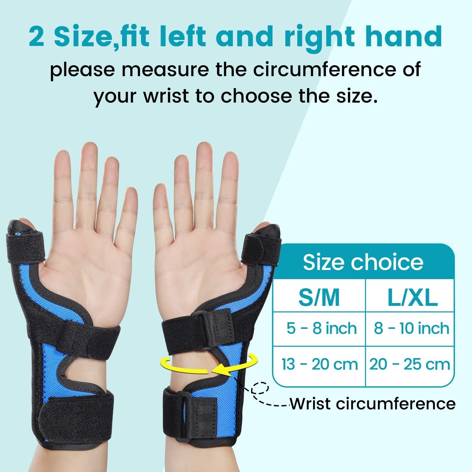 Thumb Spica Splint Brace Adjustable Support for Both Hands Thumb and Wrist