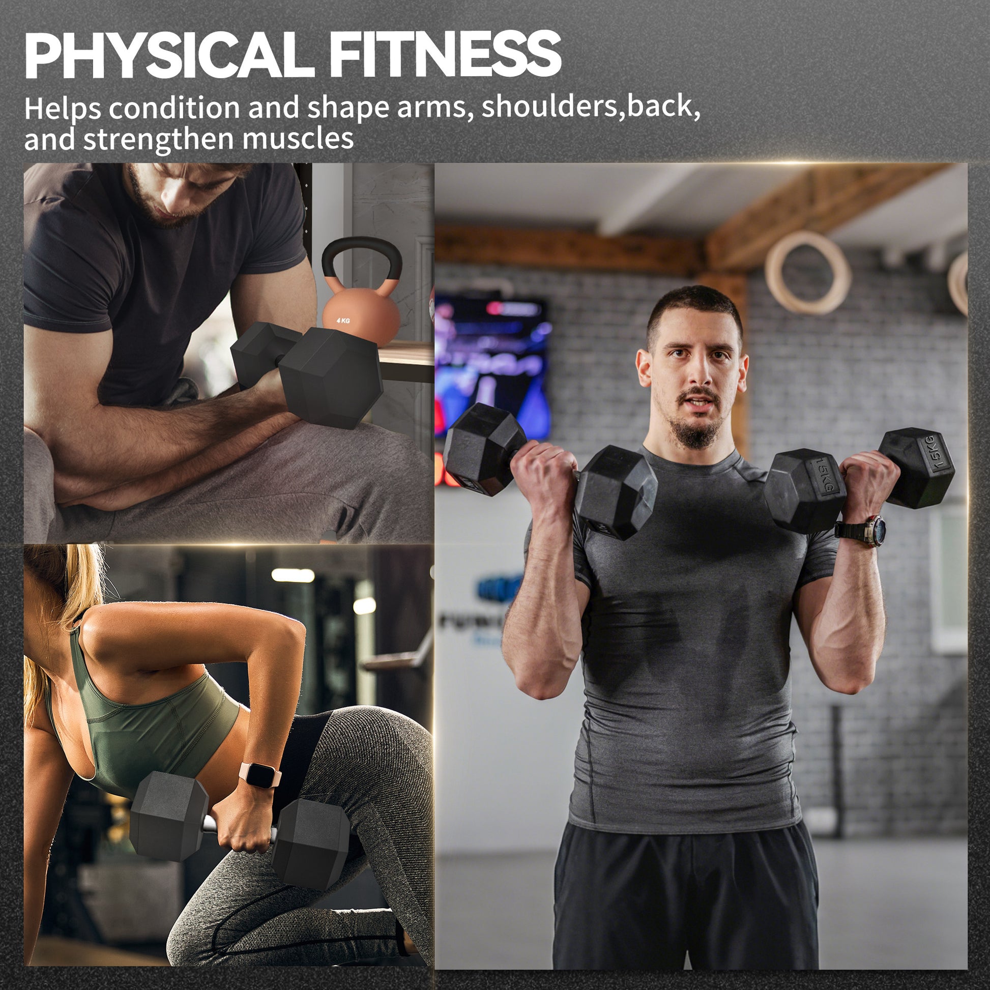 Single Rubber Hex Dumbbell Encased Ergo Weights Home Exercise Gym Fitness