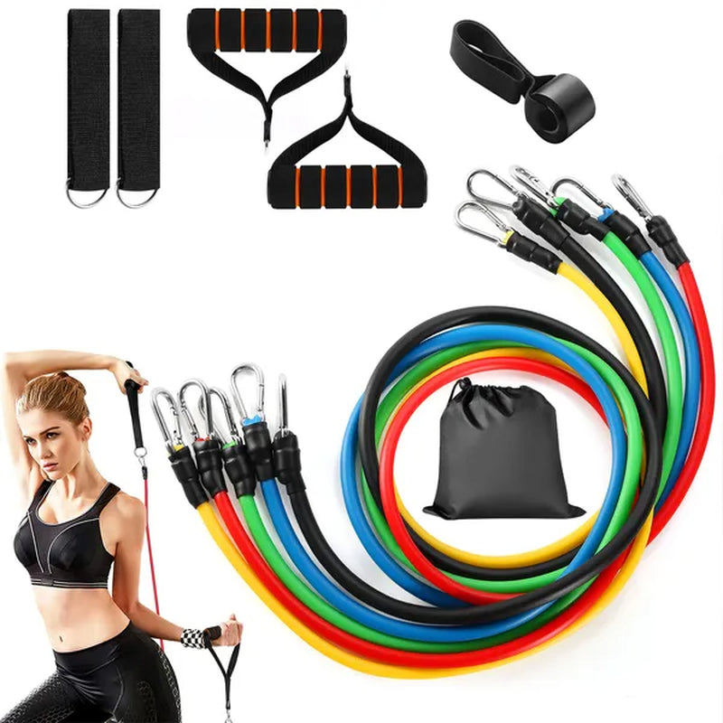 11Pcs Resistance Bands Set Fitness Workout Tubes Exercise Tube Bands