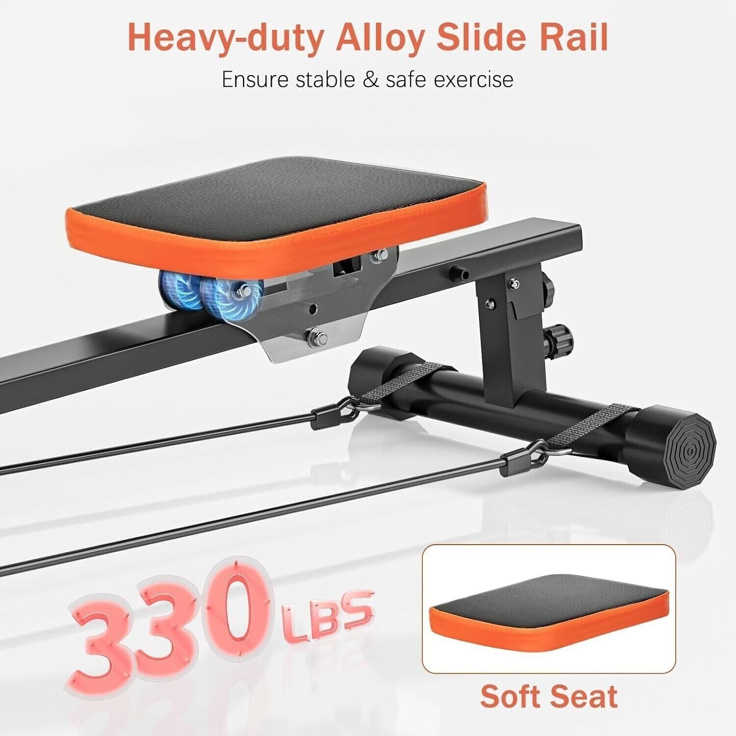 12-Level Resistance Fitness Rowing Machine – Home Cardio Rower Trainer for Full-Body Workout