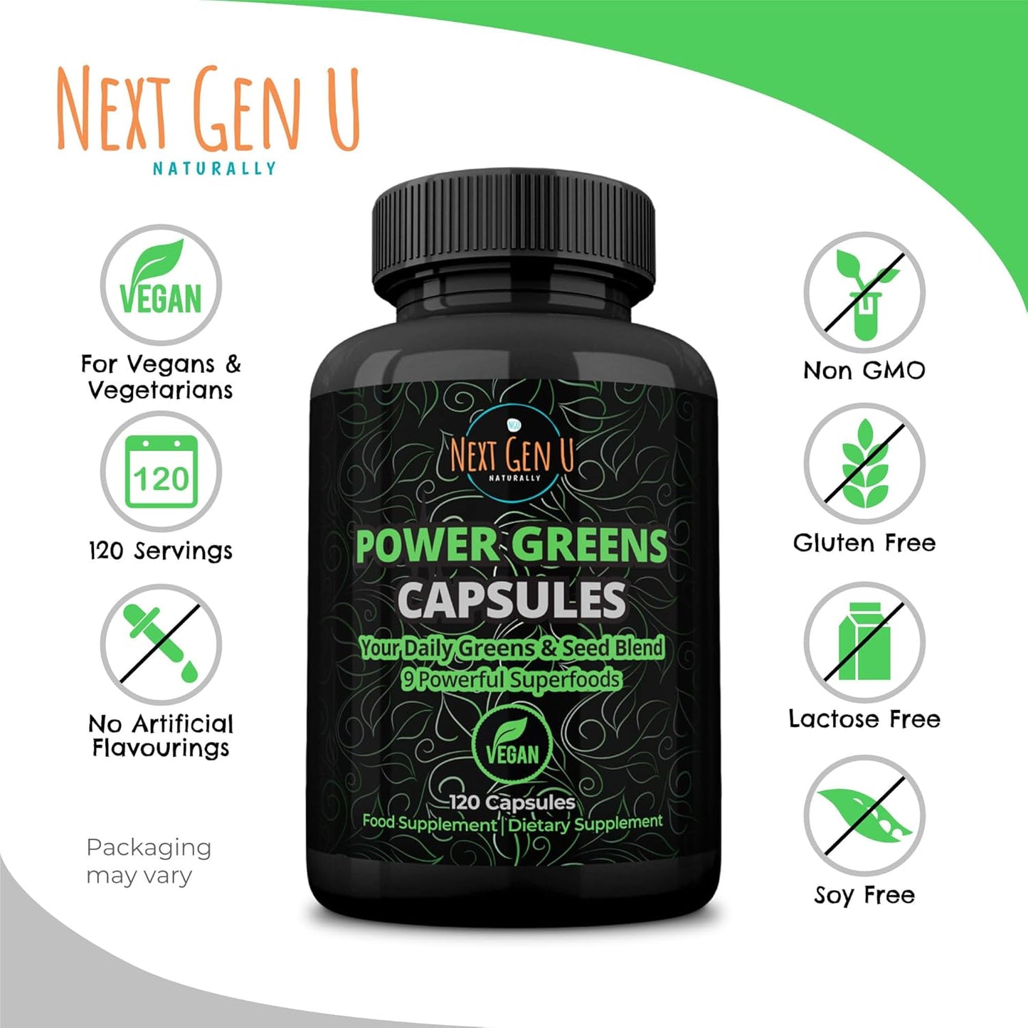 Super Green Capsule 500Mg - 120 High Strength Capsules | Plant Based Antioxidant & Immunity Support | Includes Maca,Matcha, Wheatgrass, Acai, Flaxseed