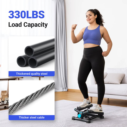 Mini Stepper for Exercise Twist Stair Stepper 330LBS Capacity Stepper Exercise Equipment with Resistance Band for Fitness