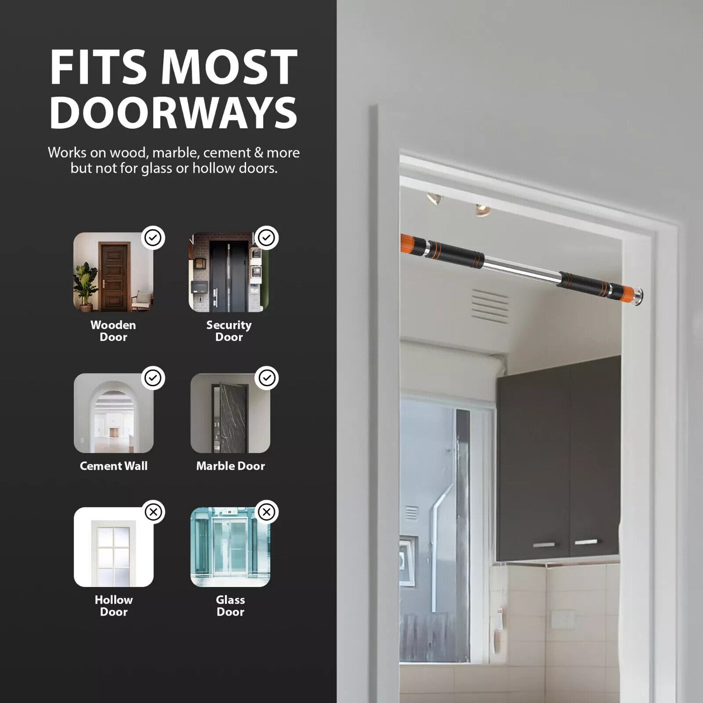 DOOR HOME EXERCISE WORKOUT TRAINING GYM BAR CHIN up SIZE ADJUSTABLE FITNESS PULL