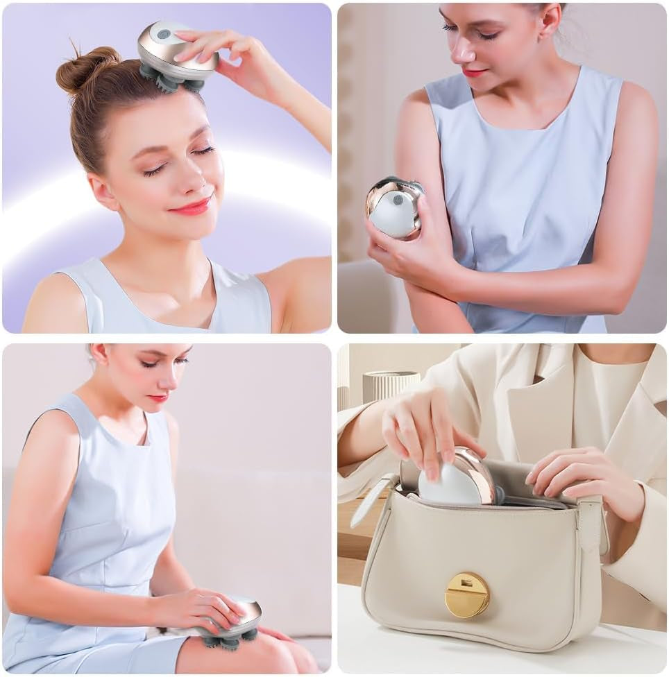 Electric Scalp Massager – Waterproof Handheld Head Massager with 3 Modes for Relaxation & Hair Care