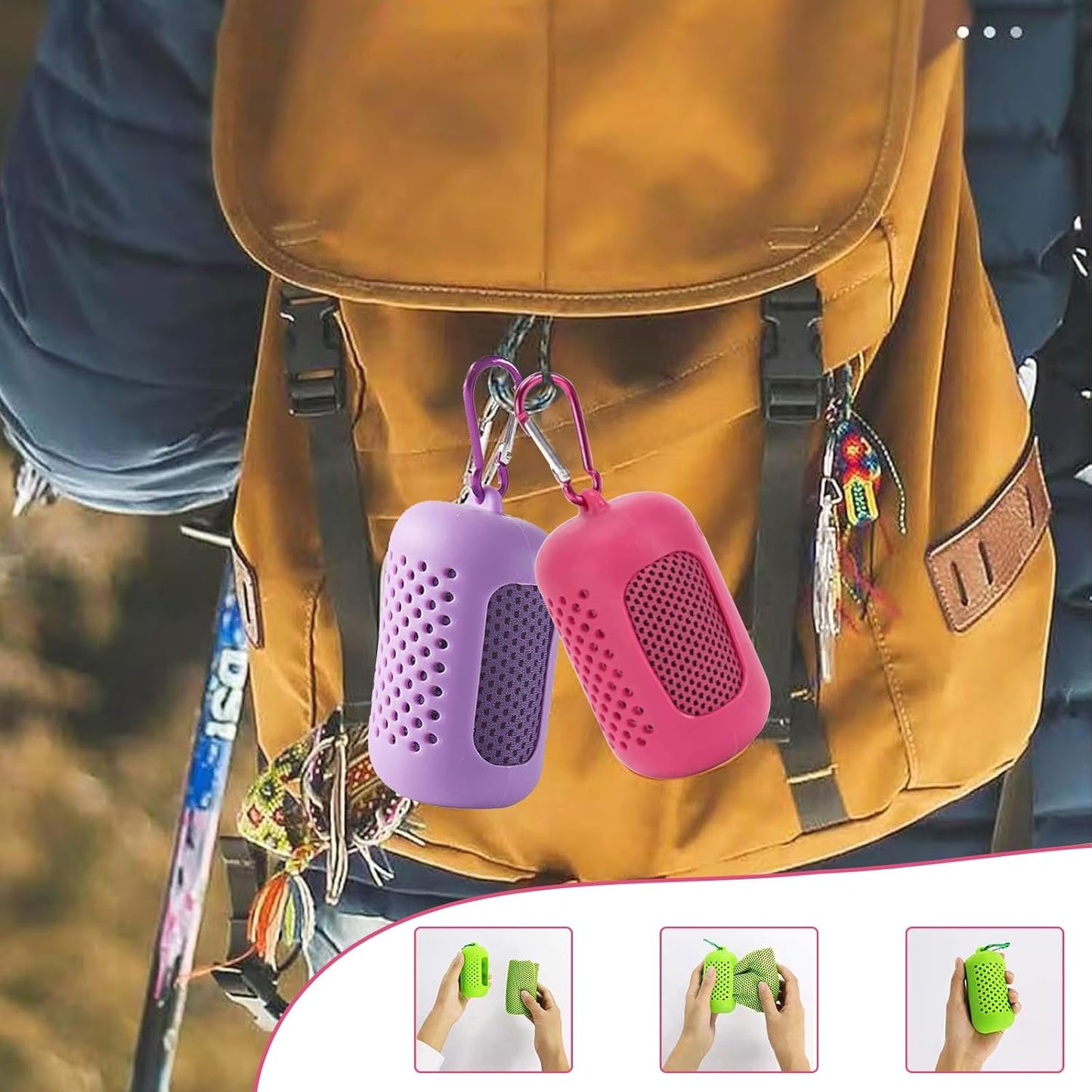 3-Pack Cooling Gym Towels – Soft Microfiber with Portable Silicone Storage Case