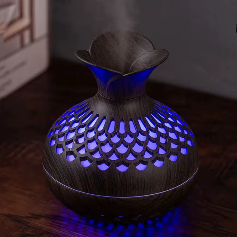 300Ml USB Air Humidifier Mini Humidifier Desktop Humidifier Hollow Vase Shape Humidifier with Colorful Night Lights