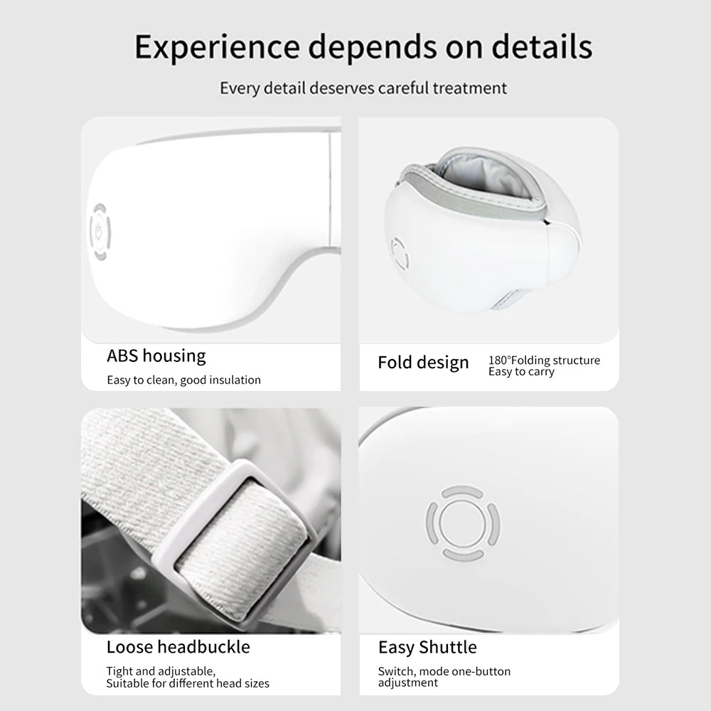 Eye Care Device for Eye Strain Relief Dry Eye Improve Sleep Eye Massager with Heat for Migraines Eye Mask with Bluetooth Airbag