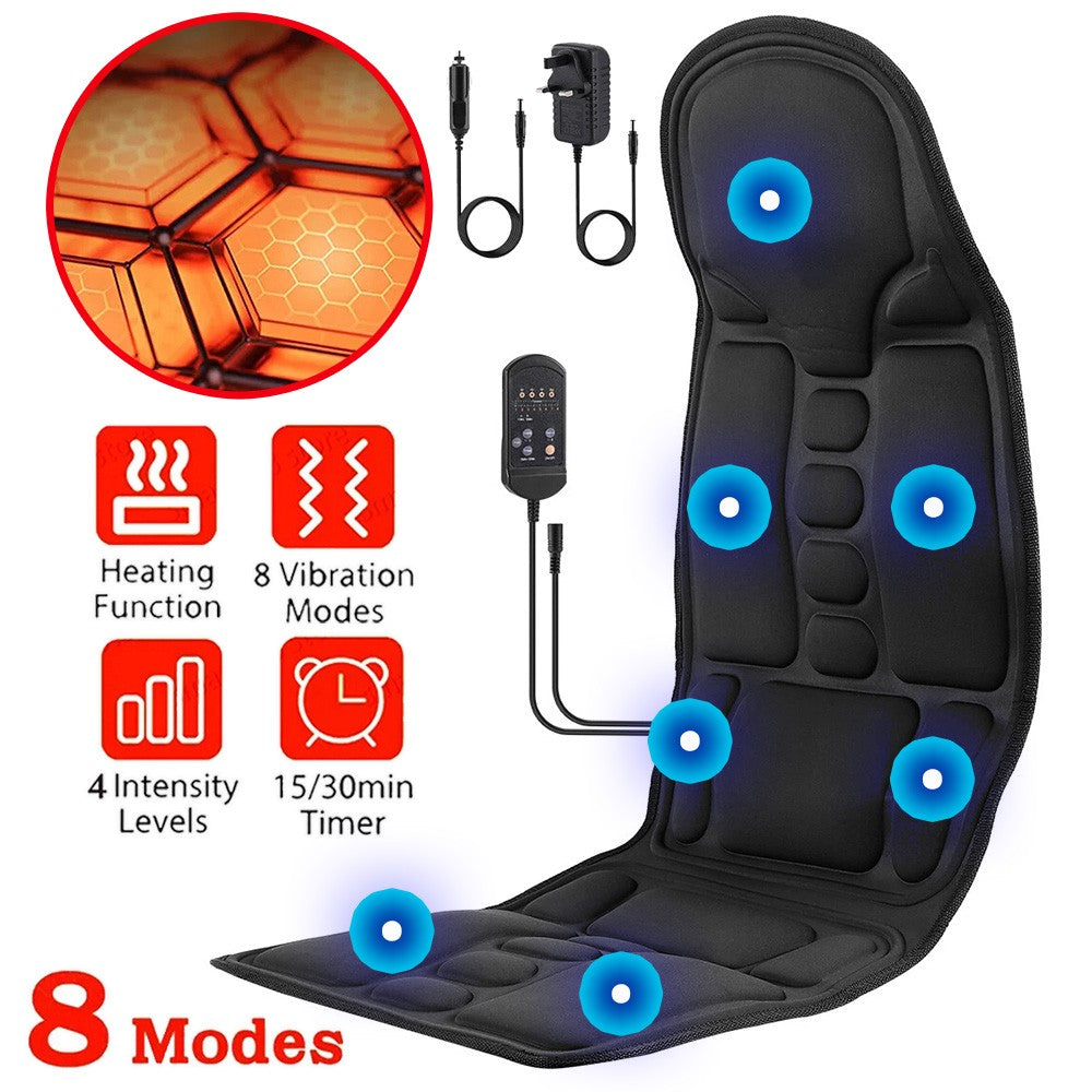 Full Back Massage Cushion with Heat – Car & Home Seat Massager Pad