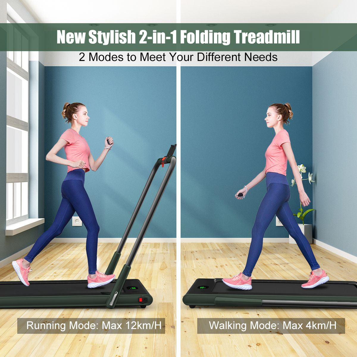 Foldable Electric Treadmill with LED Display & Bluetooth Speaker – Home Cardio Machine