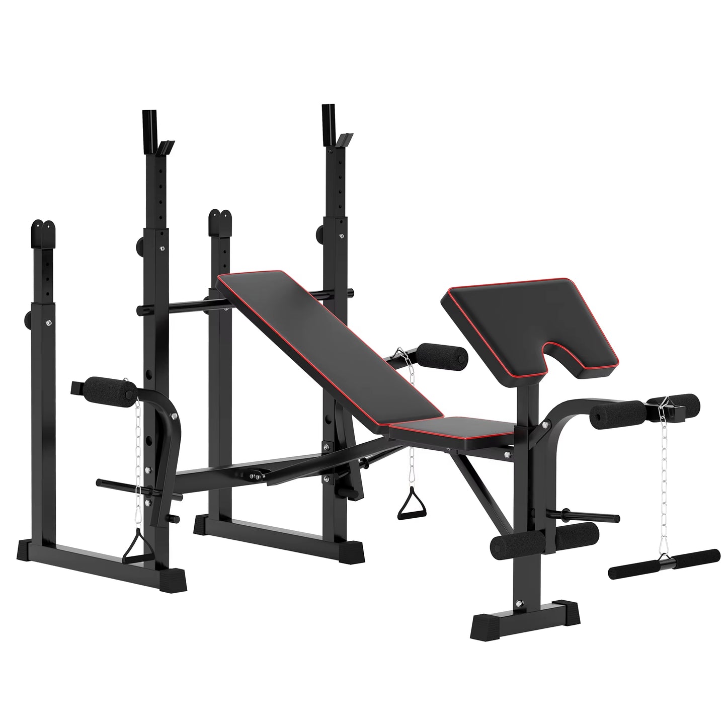 Adjustable Weight Bench with Bench Press Rack & Preacher Curl – Full Body Home Gym Station