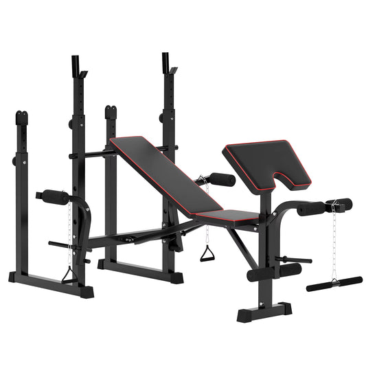 Adjustable Weight Bench with Bench Press Rack & Preacher Curl – Full Body Home Gym Station