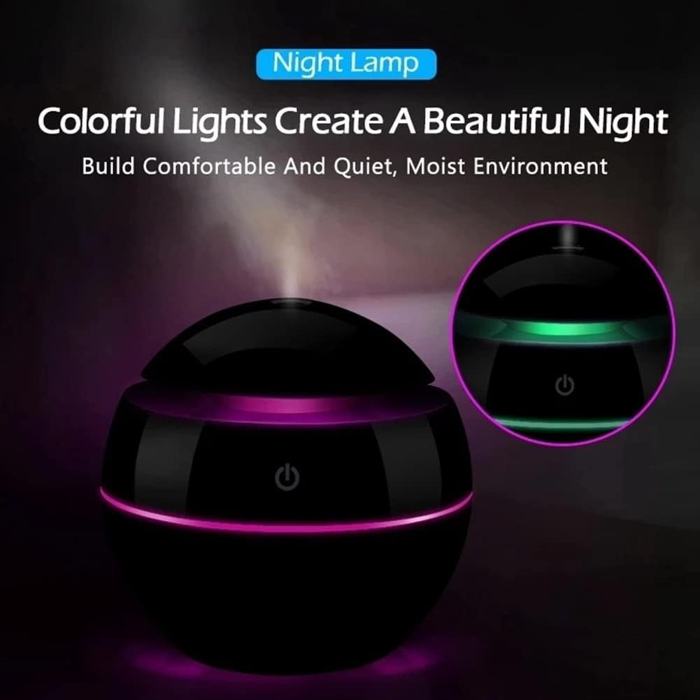 Portable Air Humidifier LED Night Light Essential Oil Diffuser Ultrasonic USB Diffuser Oil Diffuser Aromatherapy Black