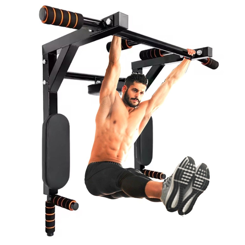 Heavy-Duty Wall Mounted Pull Up Bar & Dip Station – Multi-Gym Home Workout Tower