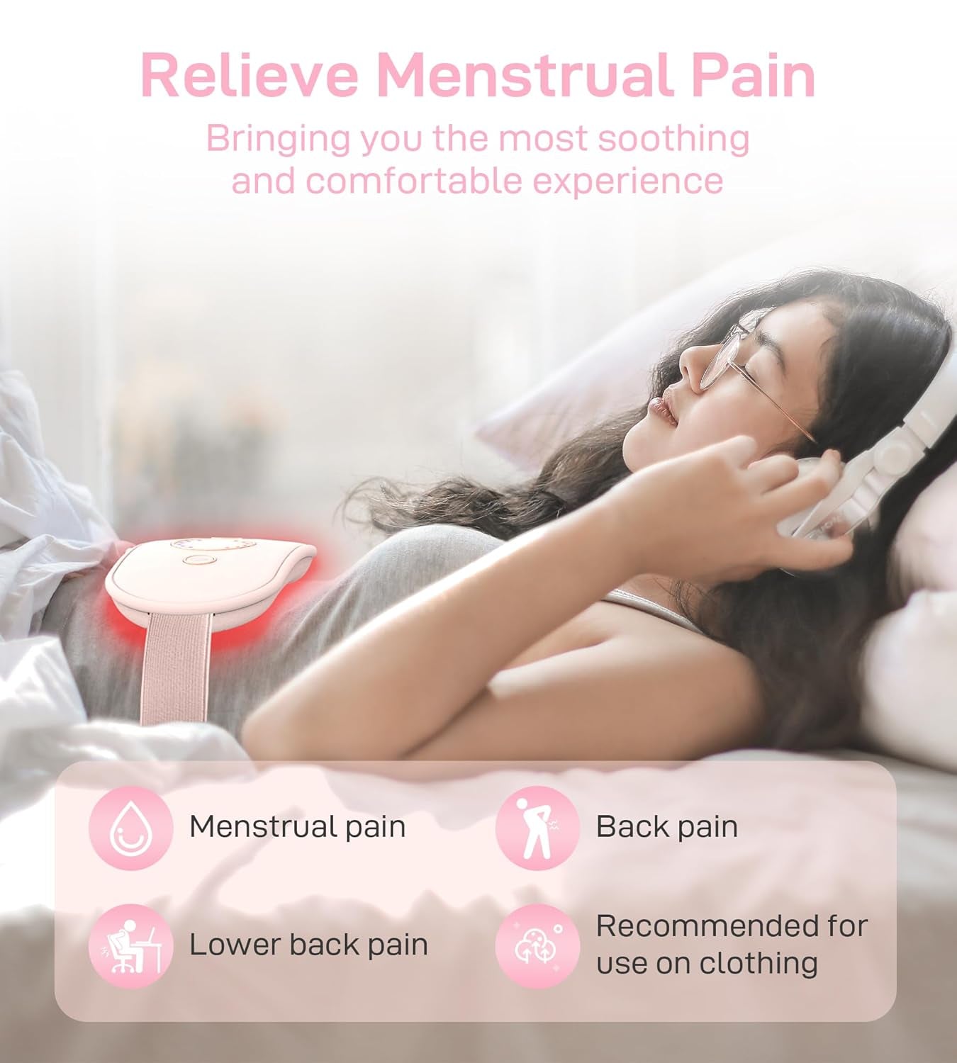 Period Pain Relief Belt | Menstrual Heating Pad | 2500mAh Rechargeable Cramp Reliever