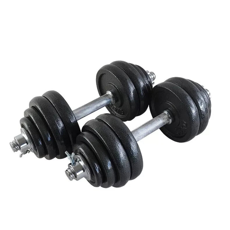 20KG Adjustable Dumbbells Pair Cast Iron Weights Set Gym Fitness Barbell