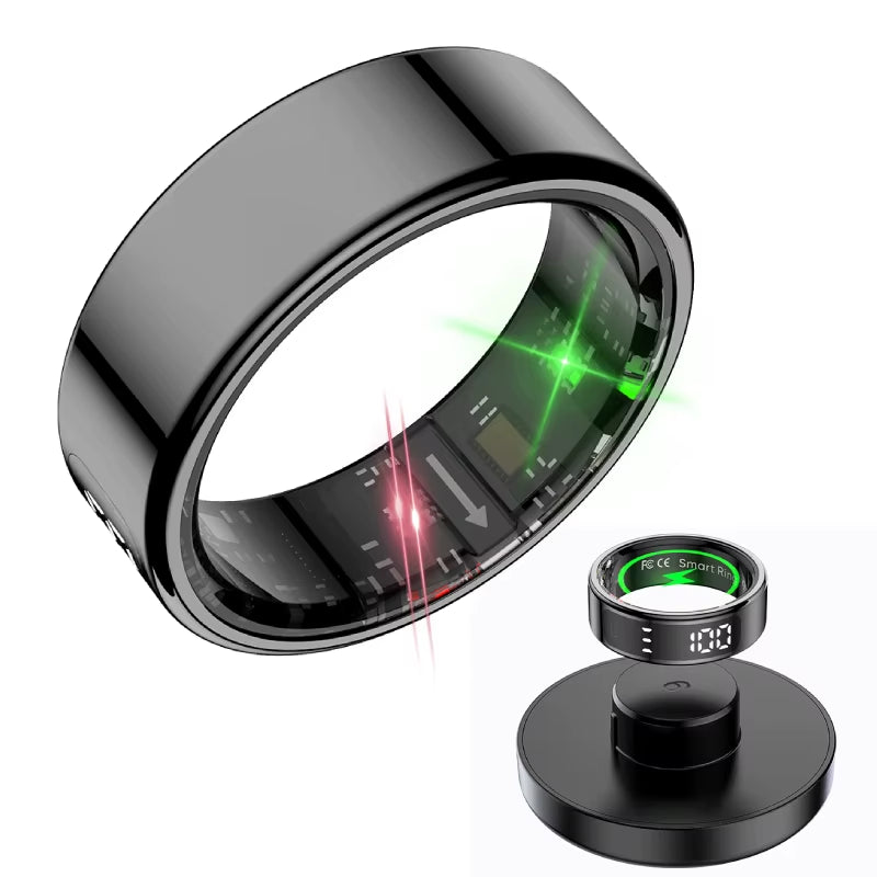 R11 Smart Ring with Display Screen and Touch Health Manager Wireless Charging Fitness Ring 5 ATM Waterproof for Android & Ios