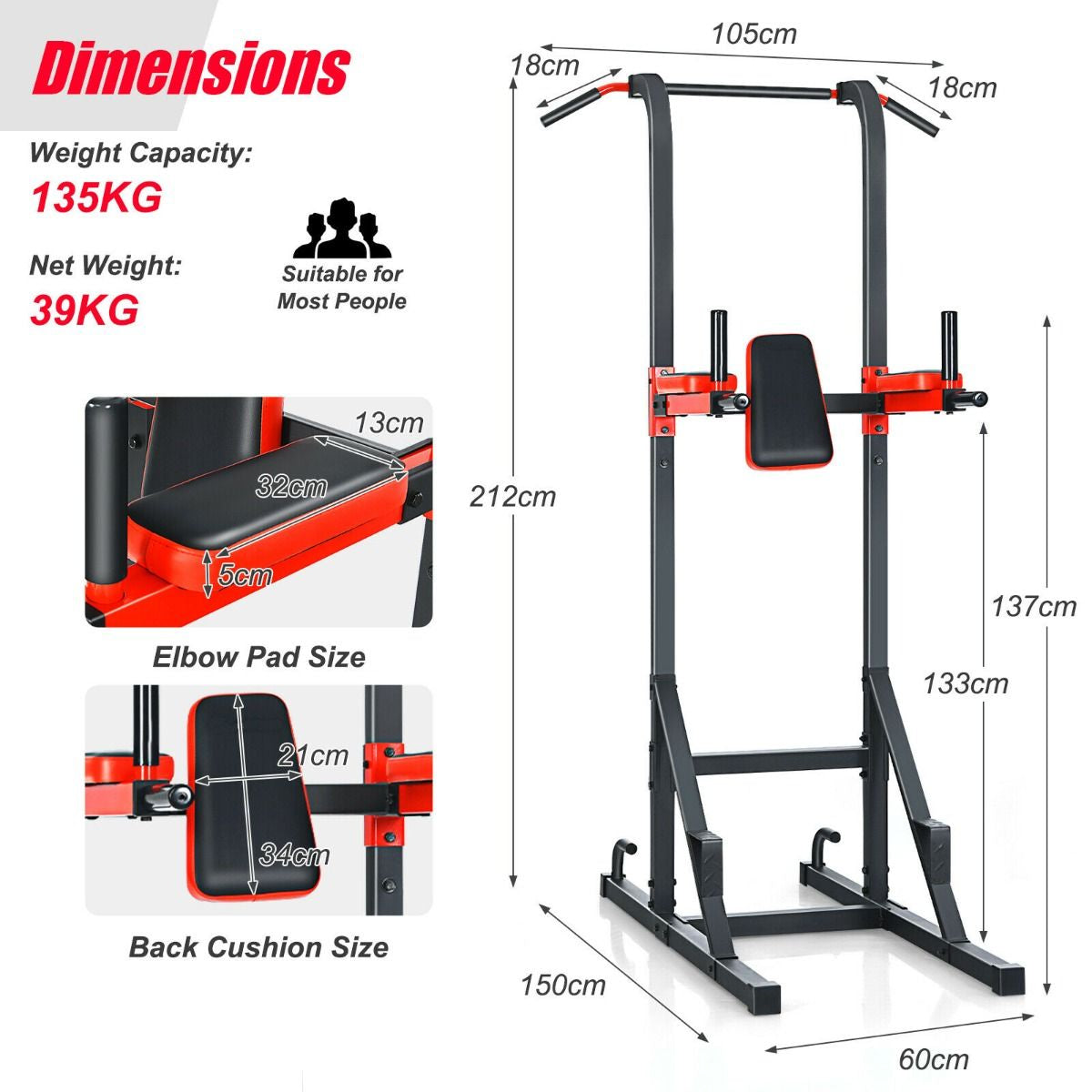 Multi-Function Power Tower Dip Station for Full-Body Strength Training
