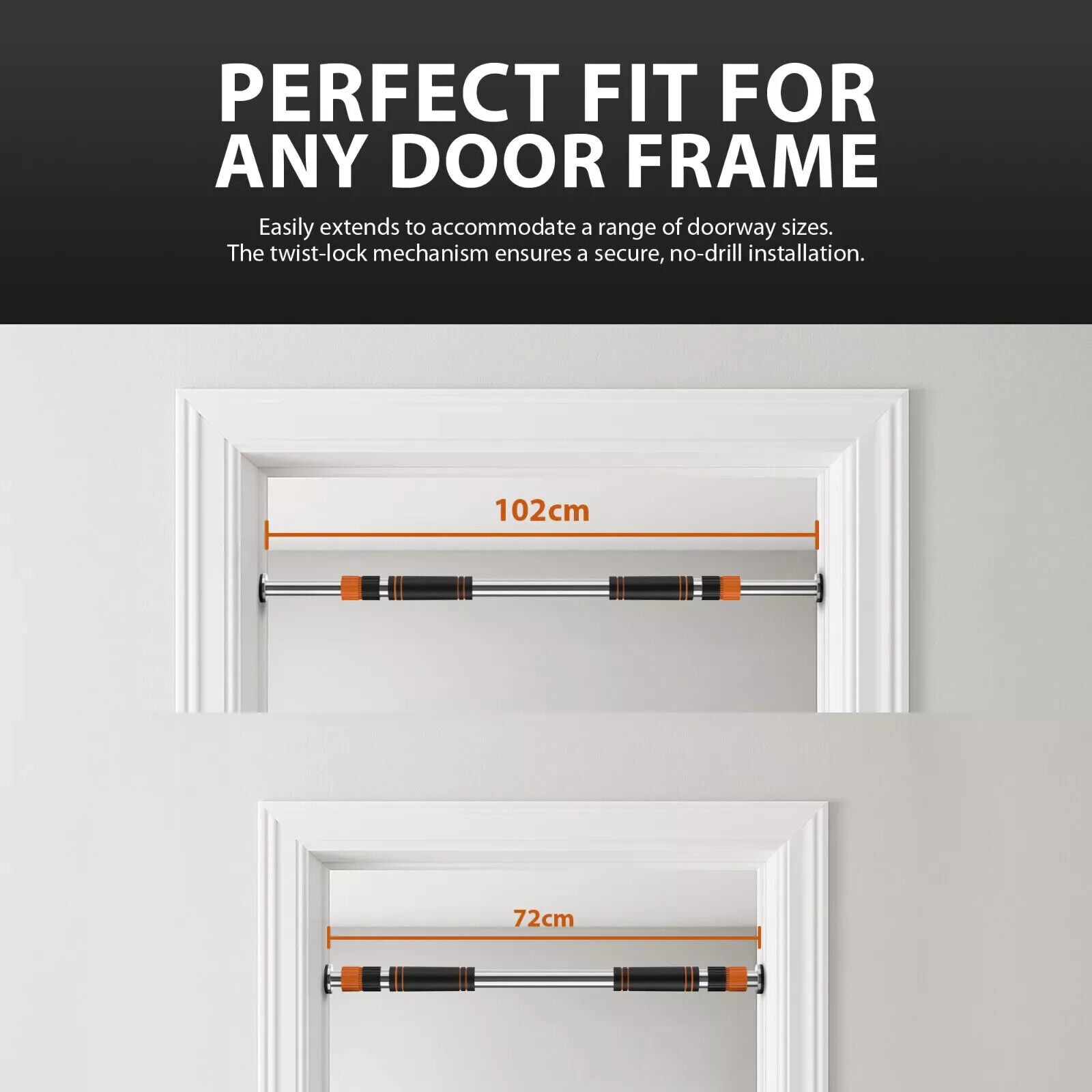 DOOR HOME EXERCISE WORKOUT TRAINING GYM BAR CHIN up SIZE ADJUSTABLE FITNESS PULL