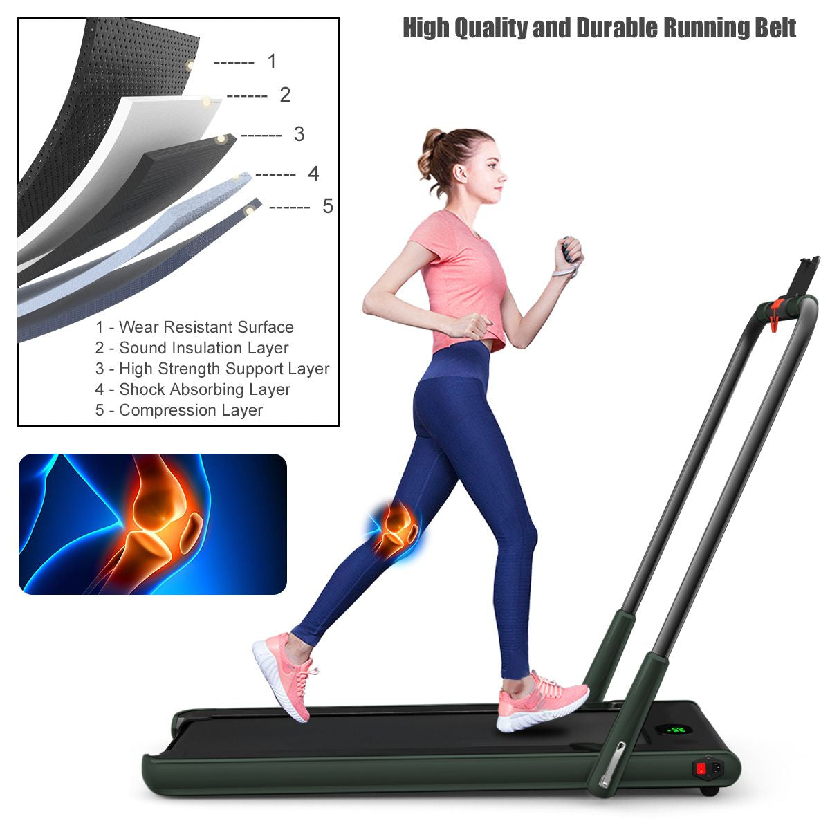 Foldable Electric Treadmill with LED Display & Bluetooth Speaker – Home Cardio Machine