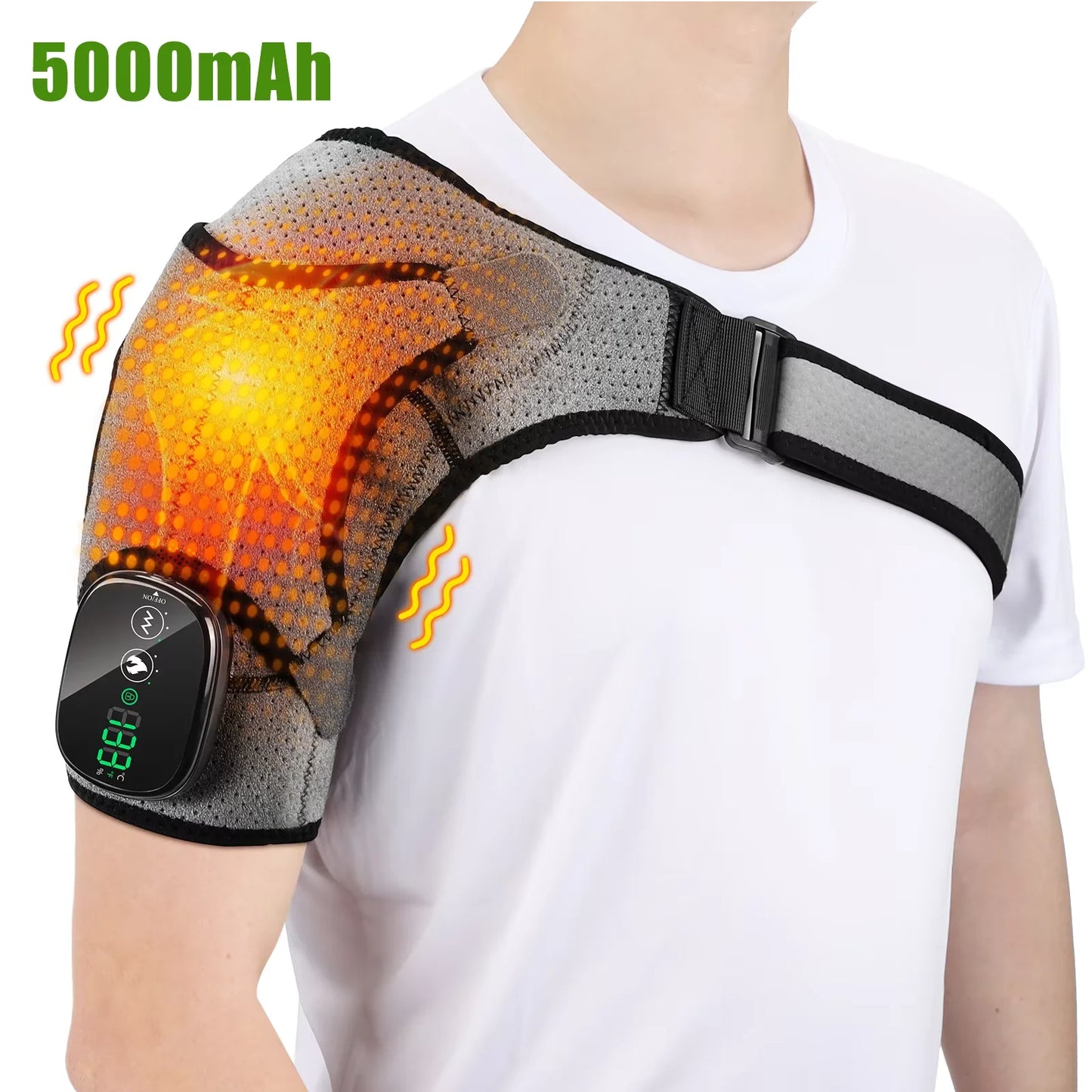 Heated Shoulder Steamer Massager Belt Vibration Heating Electric Warm Massage Gear Shoulder Machine Smart Temperature Adjust Pad