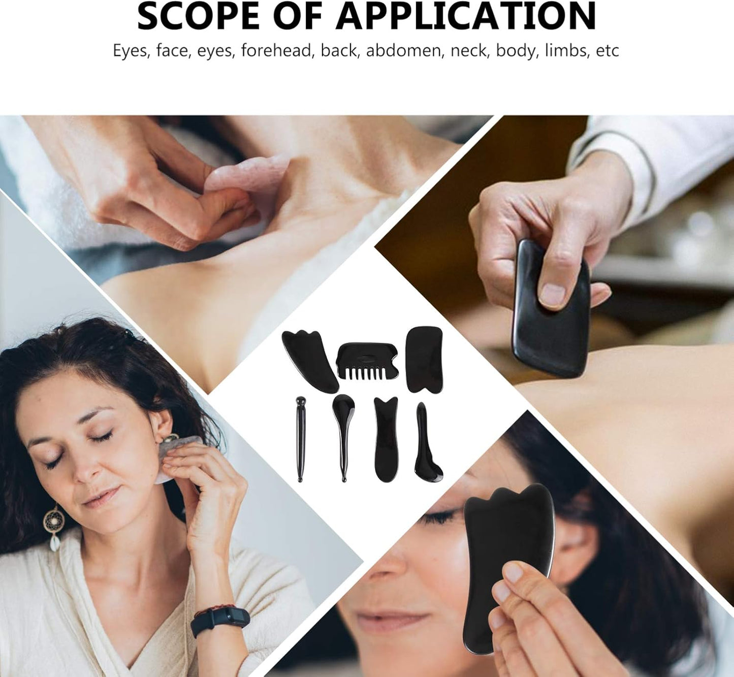 1Set Beeswax Set Practical Scraping Tools for Facial Circulation Anti-Aging Muscle Relief Smooth Design for Skincare and Wellness Black