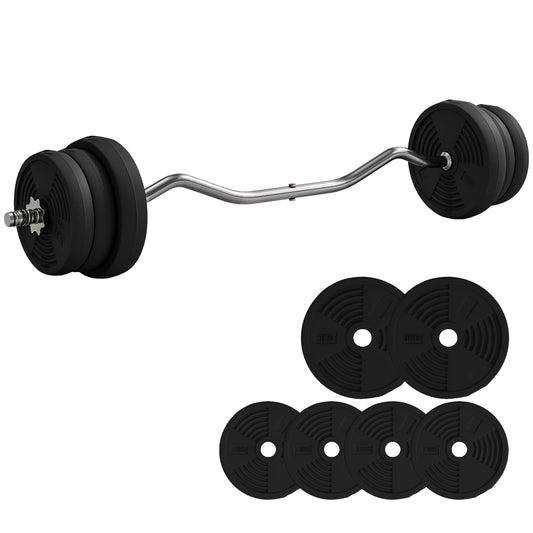 25Kg Barbell Weights Set, Adjustable Gym Weights up to 80Kg with 4Ft Curl Bar and Non-Slip Handle for Home Gym