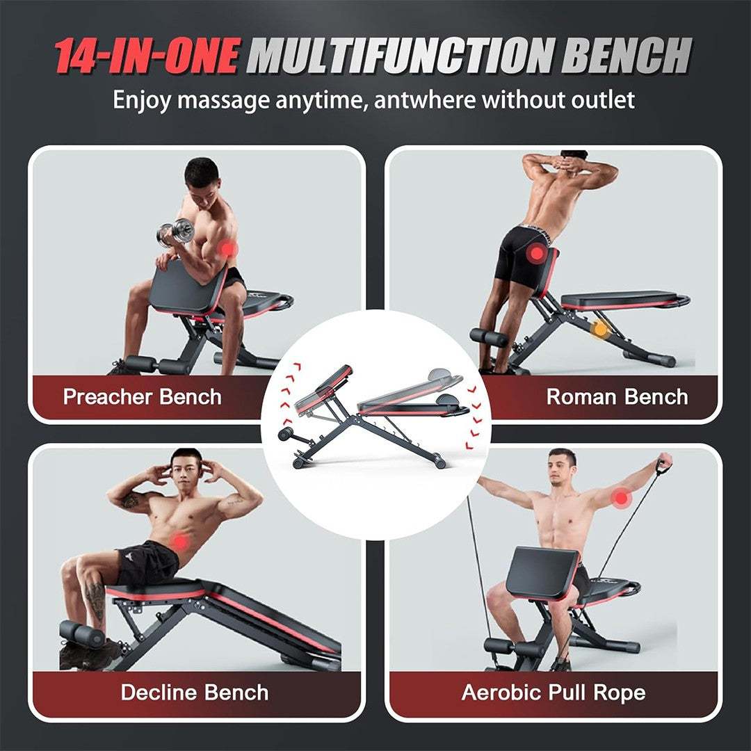 Weight Bench Adjustable Foldable Strength Training Full Body Workout Incline Gym