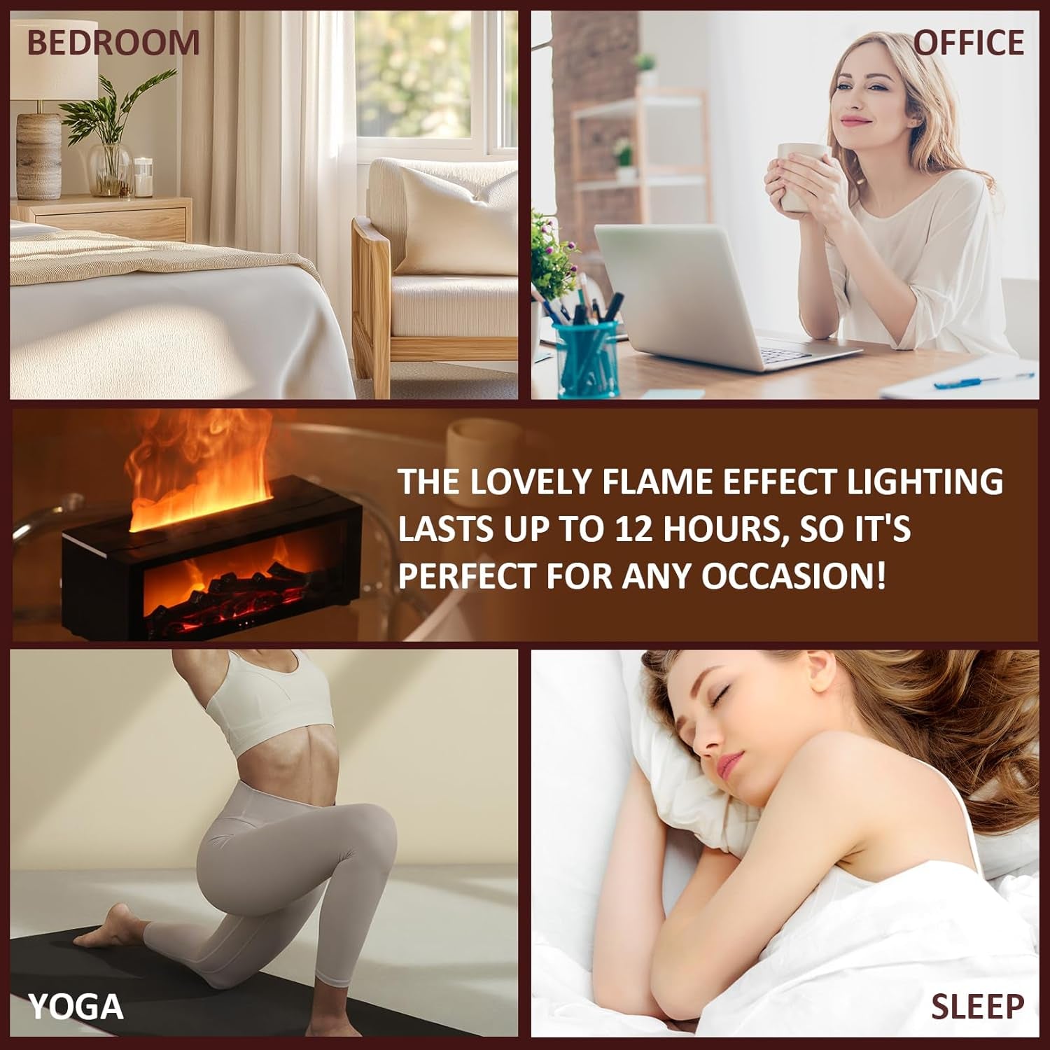 Fireplace Flame Aroma Diffuser – 7-Colour LED Mist Humidifier (150ml)