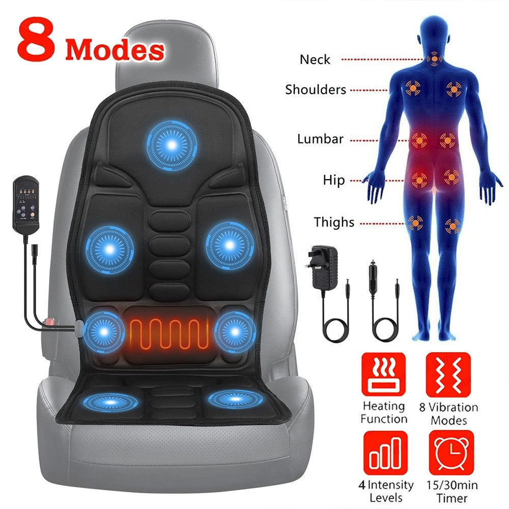 Full Back Massage Cushion with Heat – Car & Home Seat Massager Pad