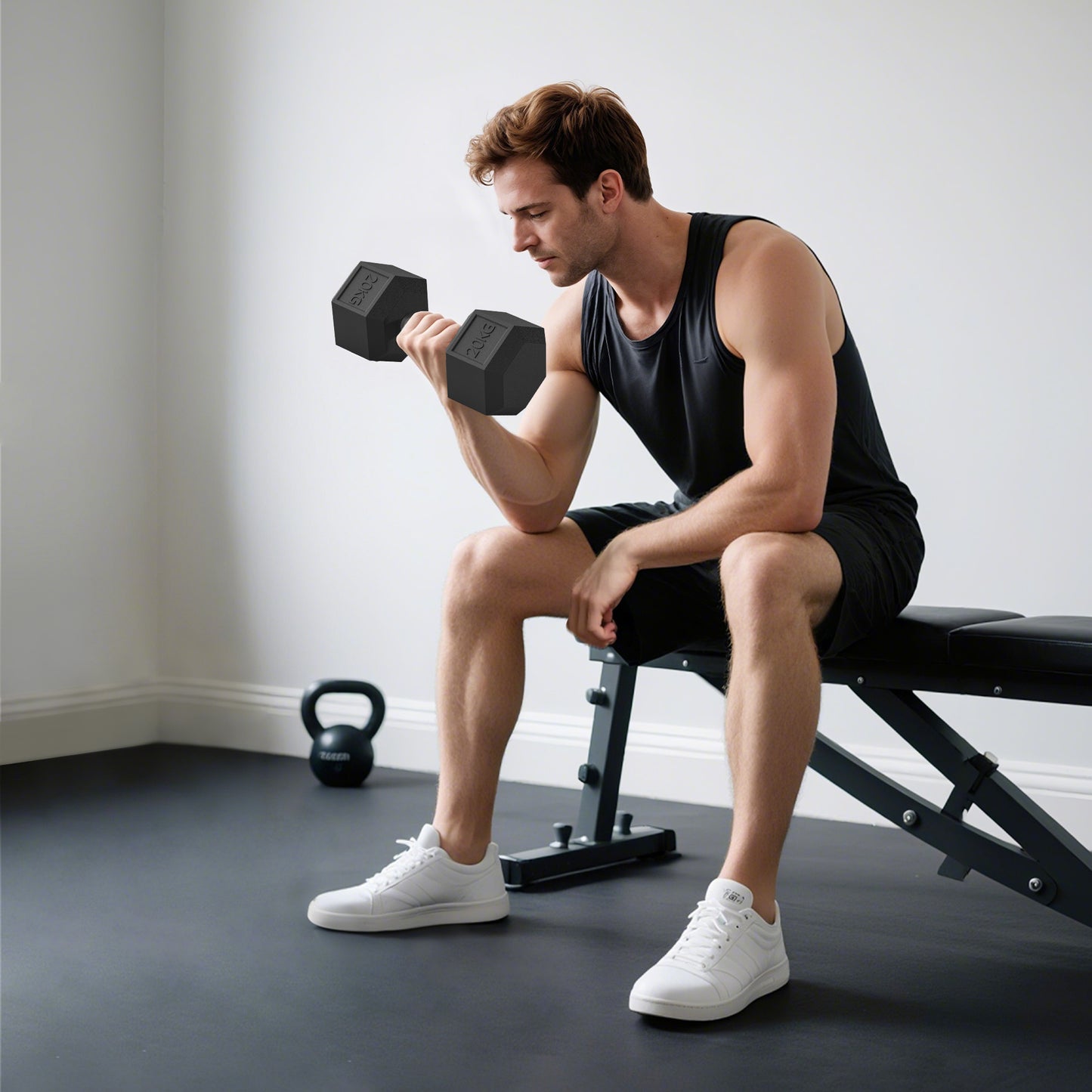 Single Rubber Hex Dumbbell Encased Ergo Weights Home Exercise Gym Fitness