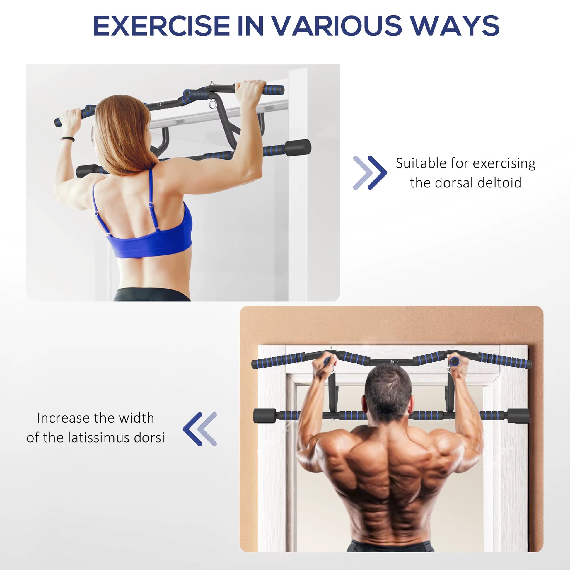 Pull-Up Bar for Doorway – Multi-Grip, No Screws, Heavy-Duty Home Workout Bar