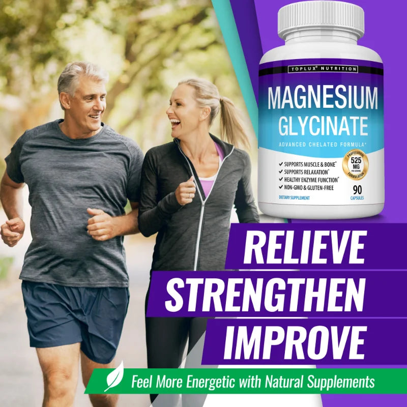 Magnesium Glycinate Complex, Highly Absorbed, Supports Muscle Relaxation and Recovery, Maximum Bioavailability, 90 Capsules