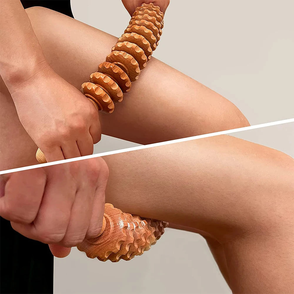 Curved Massager Handheld Roller Stick Wooden Lymphatic Drainage Massager for Anti-Cellulite, Body Muscle Belly Waist Relief
