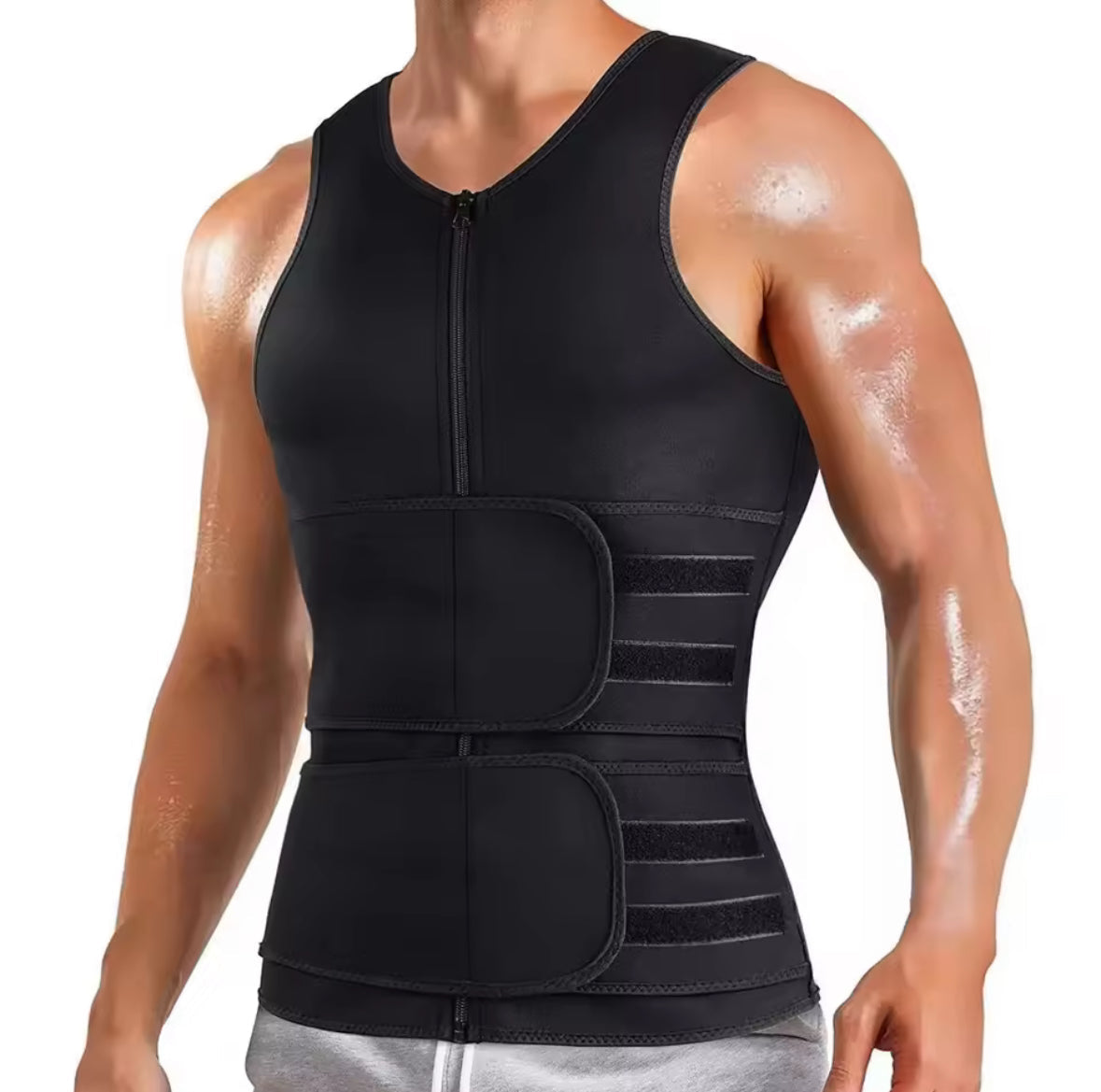 Men’s Compression Sauna Vest with Waist Support – Neoprene Workout Tank
