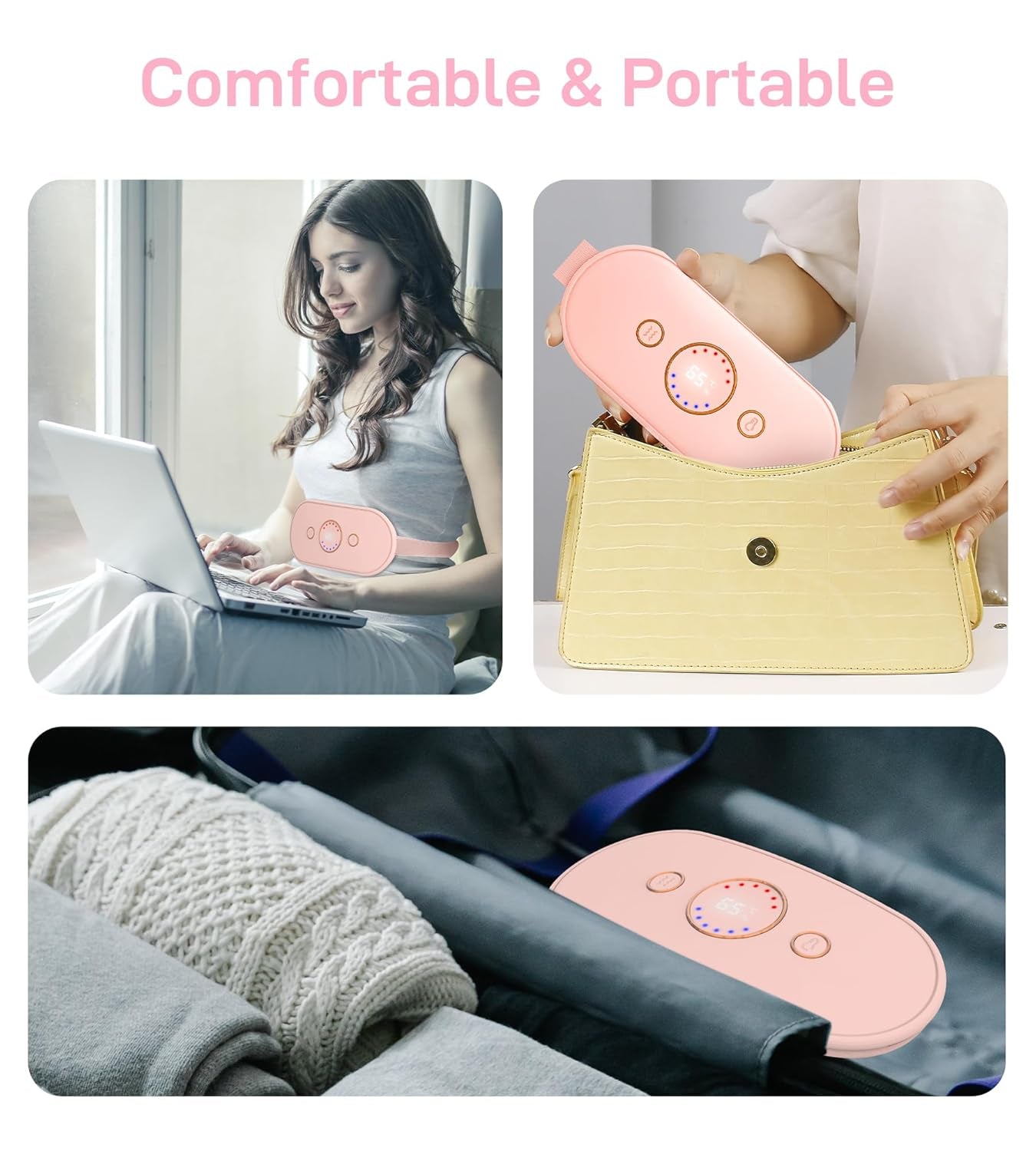 Period Pain Relief Belt | Menstrual Heating Pad | 2500mAh Rechargeable Cramp Reliever