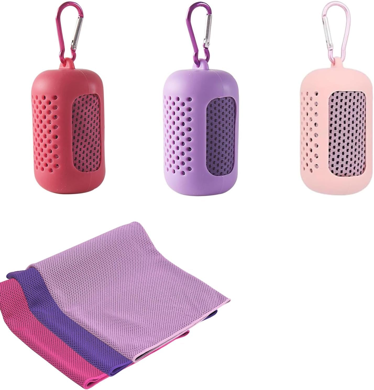 3-Pack Cooling Gym Towels – Soft Microfiber with Portable Silicone Storage Case