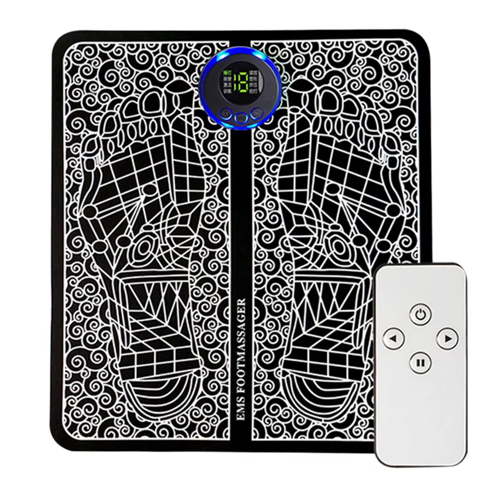 EMS Foot Booster Foot Circulation Massager 8 Modes USB Rechargeable Leg Muscle Stimulator Remote Control for Relax Feet and Legs