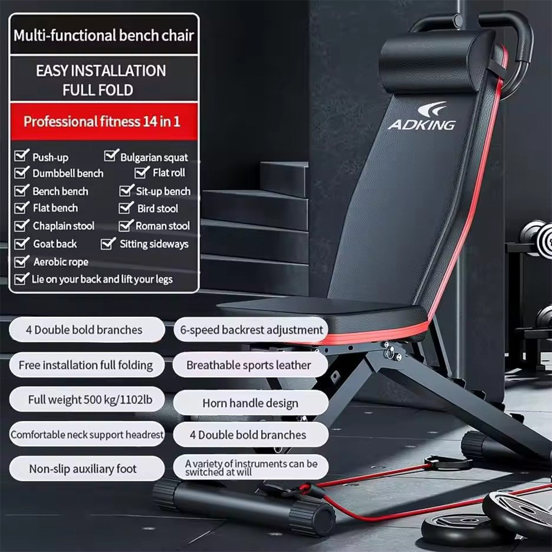 Weight Bench Adjustable Foldable Strength Training Full Body Workout Incline Gym