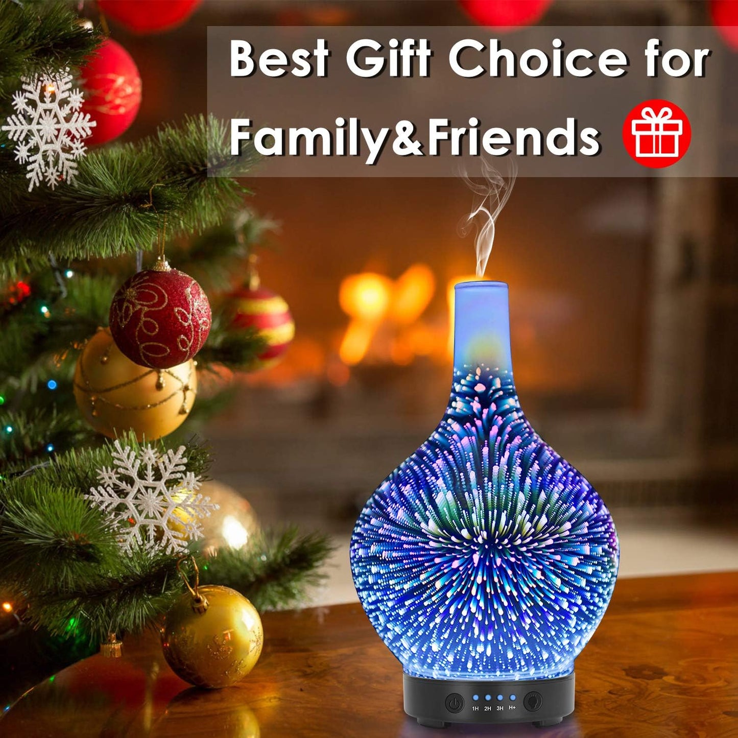 3D Glass Essential Oil Diffuser – 120ml Aroma Mist Humidifier with Color LED Lights