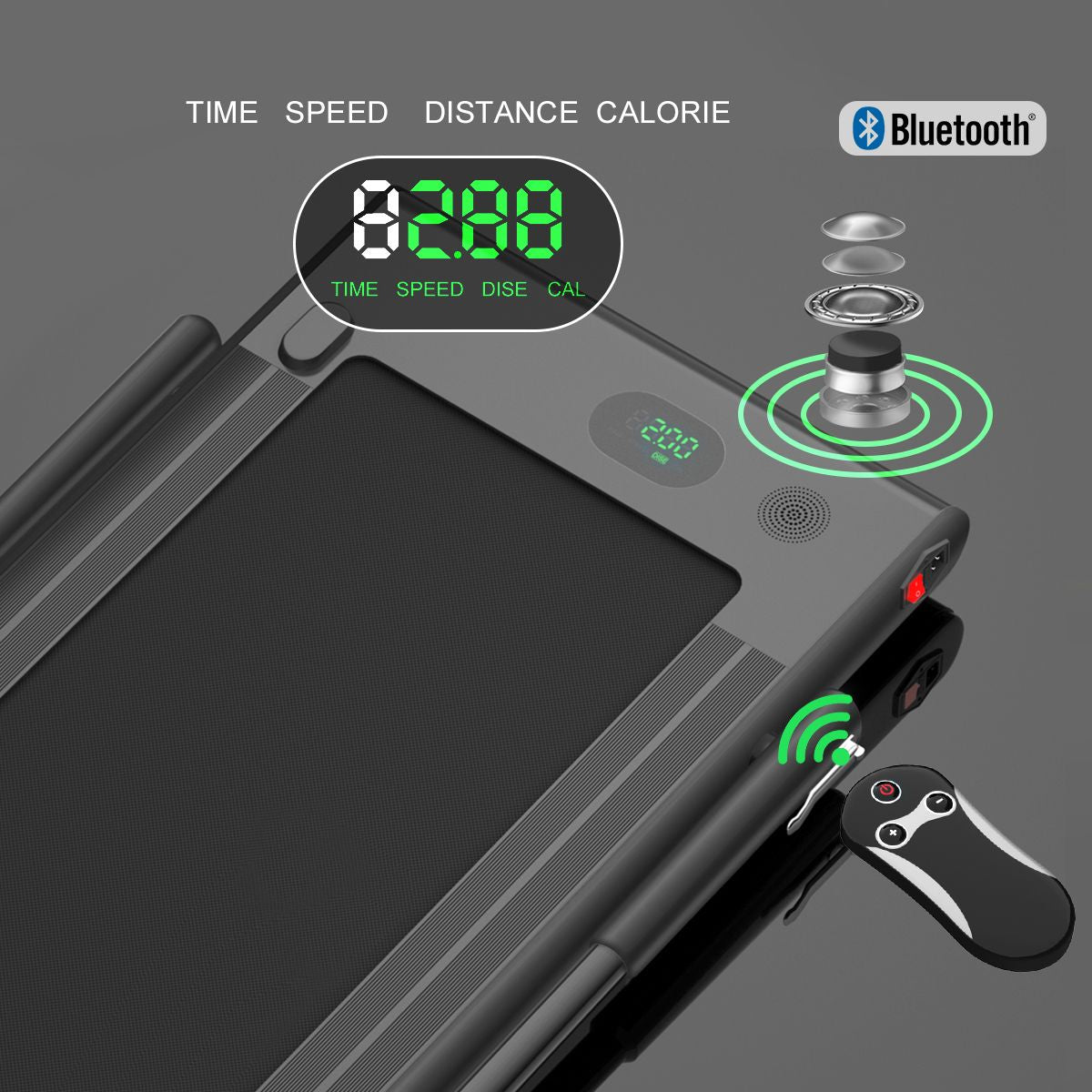 Foldable Electric Treadmill with LED Display & Bluetooth Speaker – Home Cardio Machine