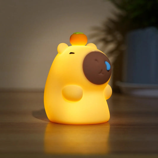 Cute Silicone Capybara Night Light Children'S Nightlight Gift USB Rechargeable Animal Touch Bedside Sleep Lamp Decoration