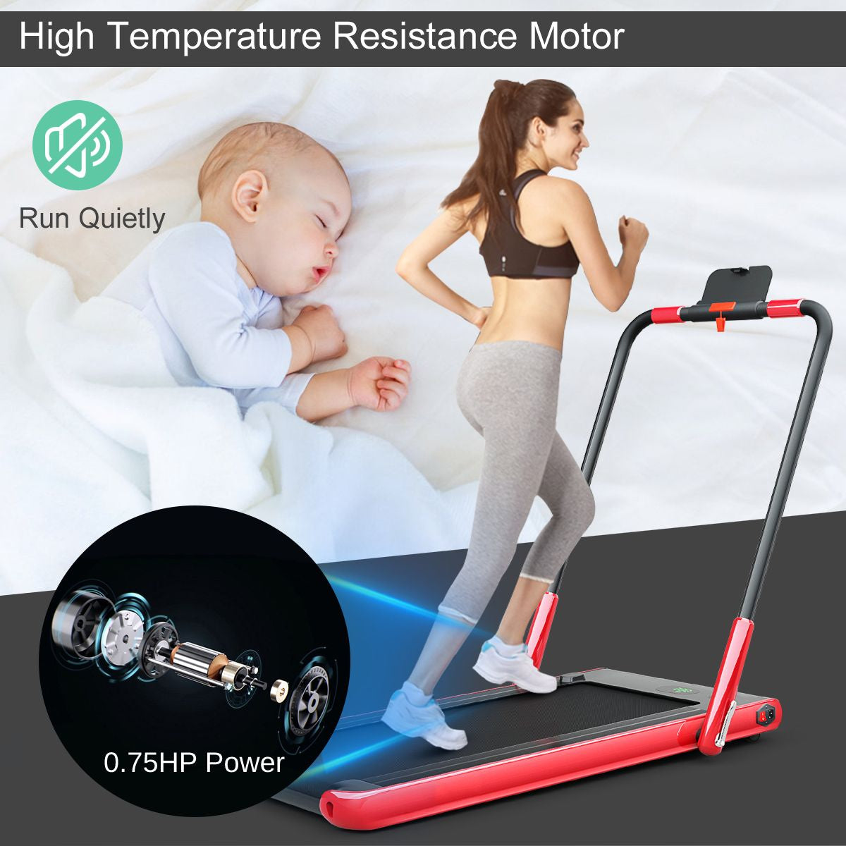 Foldable Electric Treadmill with LED Display & Bluetooth Speaker – Home Cardio Machine