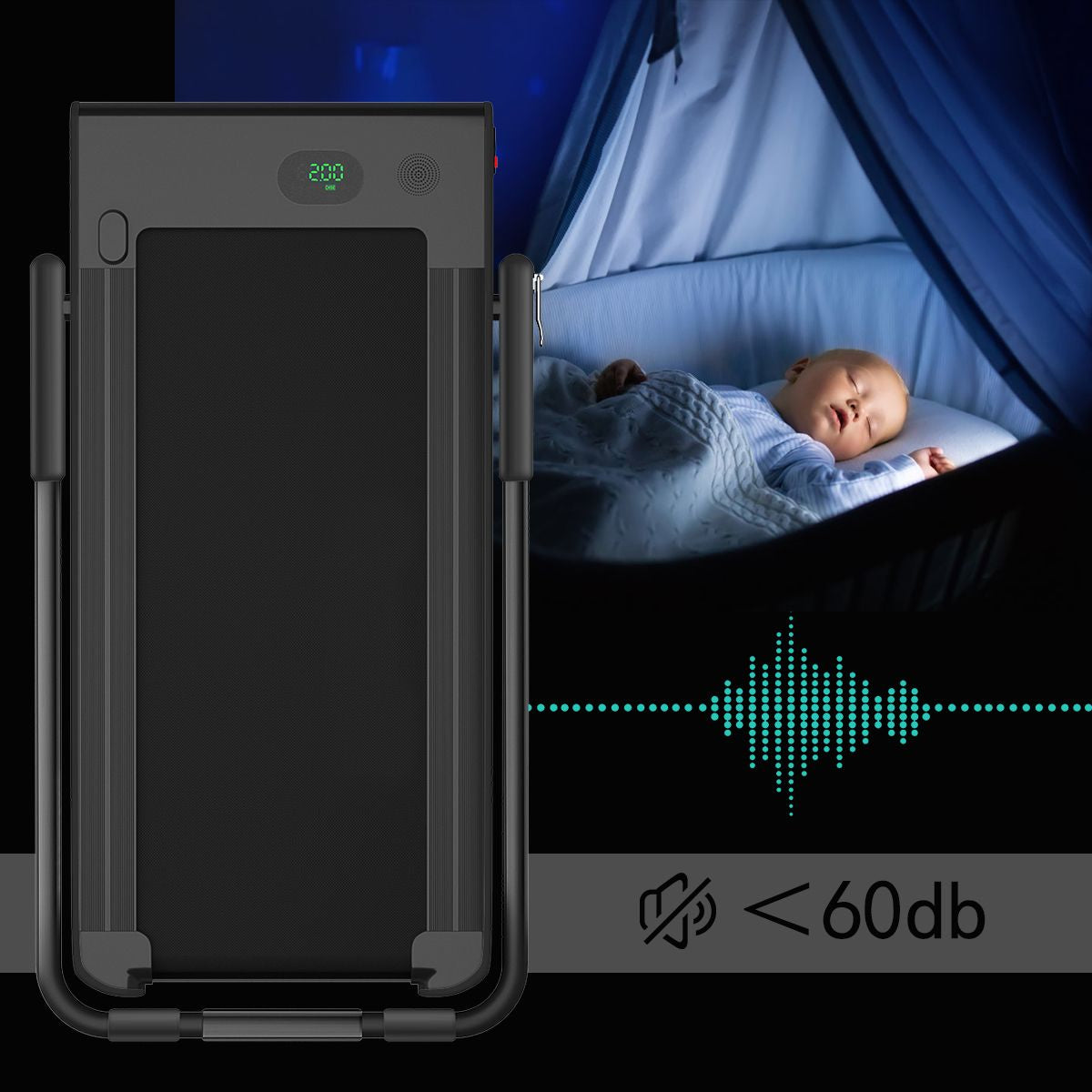 Foldable Electric Treadmill with LED Display & Bluetooth Speaker – Home Cardio Machine