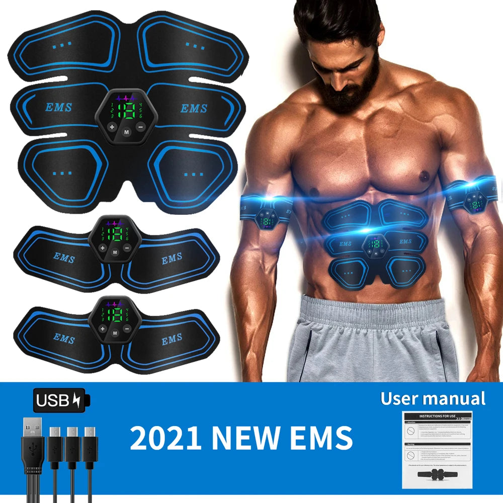 LCD Display Muscle Stimulator EMS Abdominal Hip Trainer Toner USB Abs Fitness Training Home Gym Body Slimming 6 Mode 19 Level